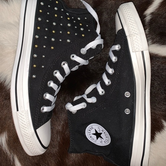 GOLD AND SILVER STUDDED CONVERSE SNEAKERS - Picture 3 of 5